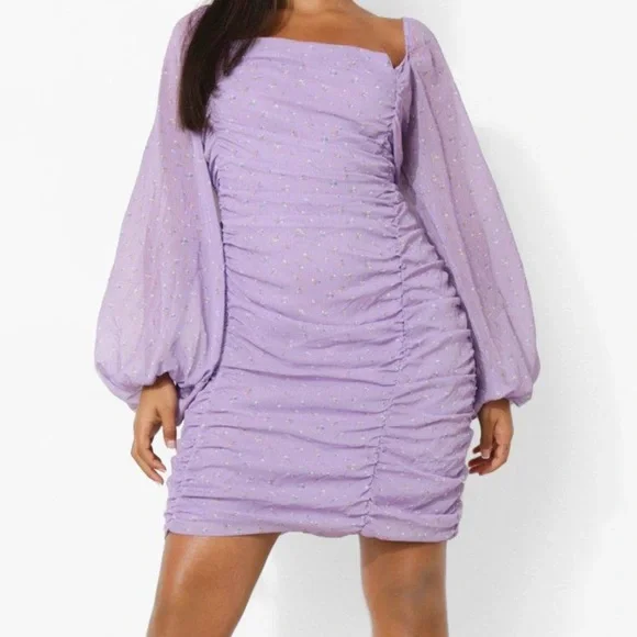 Boohoo Plus Dresses Boohoo Plus Ruched Front Chiffon Flowy